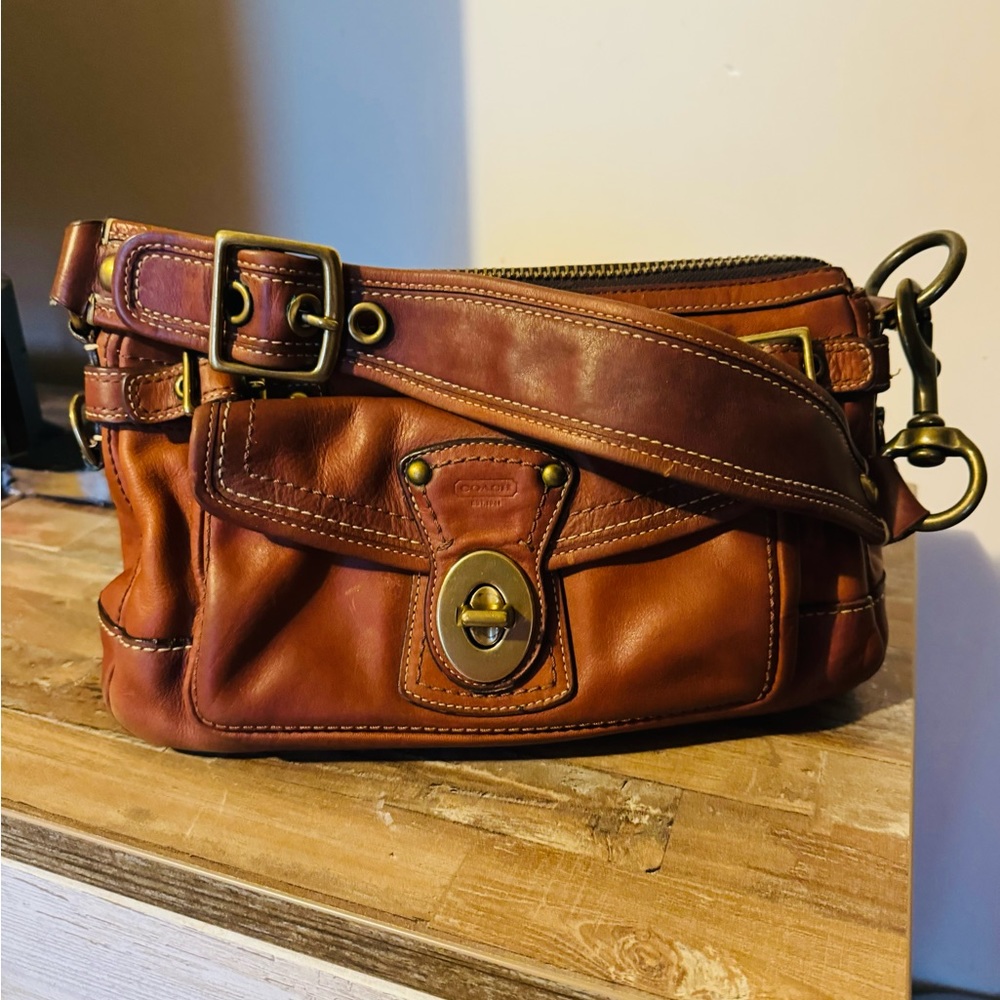 NICE COACH VTG WHISKEY VACHETTA LEATHER LEGACY SATCHEL TOTE SHOULDER BAG PURSE